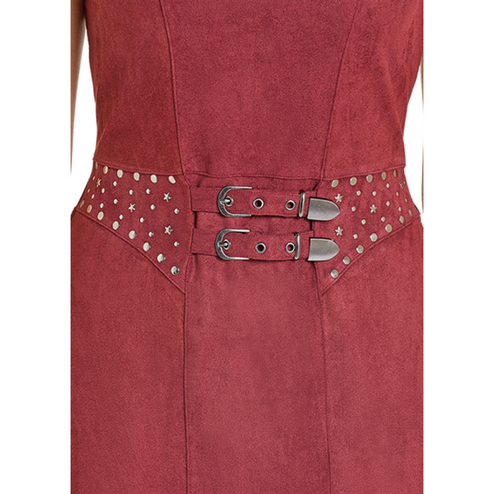 Rock & Roll Ladies Wine Microsuede Fringe Dress BWD0R07779-63