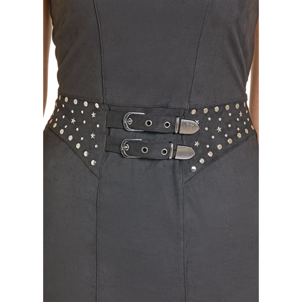 Rock & Roll Ladies Black Microsuede Fringe Dress BWD0R07779-01