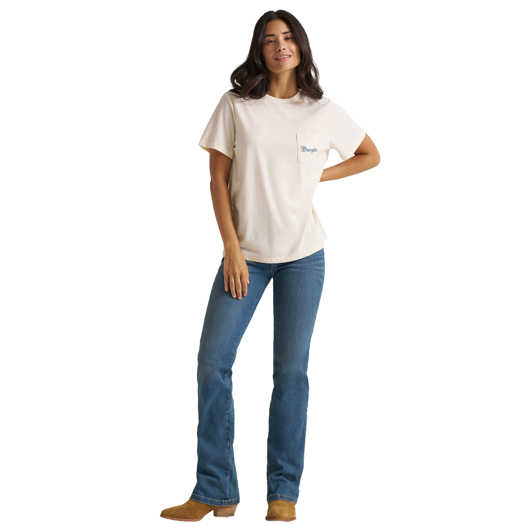 Wrangler Ladies Western Graphic Pearled Ivory T-Shirt 112365734