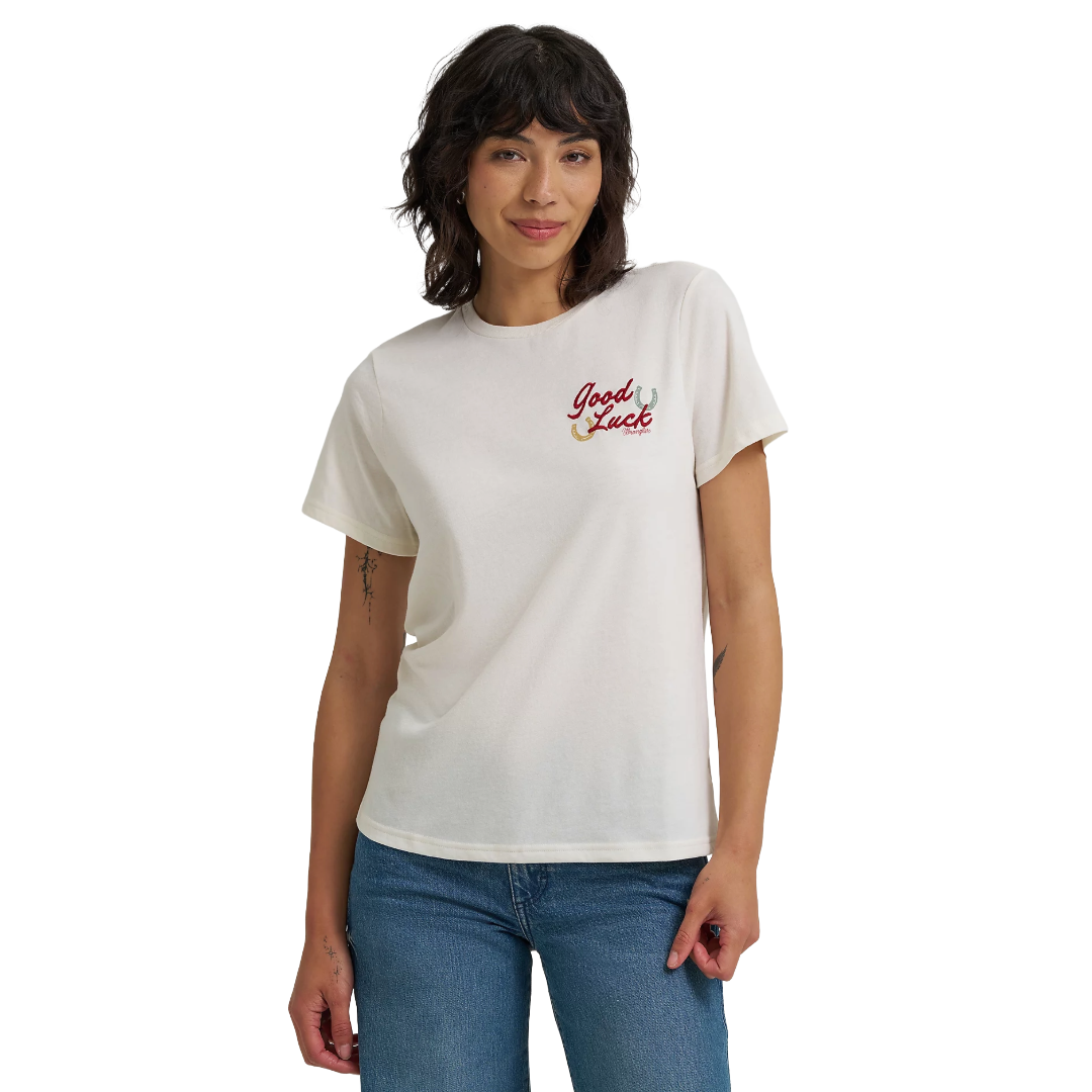 Wrangler Ladies Good Luck Graphic White T-Shirt 112365139
