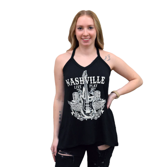Liberty Wear Ladies Nashville Live Black Western Tank Top 7502N