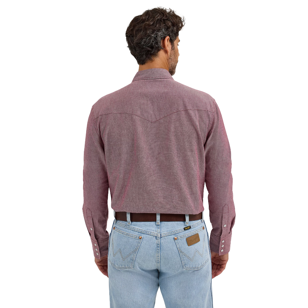 Wrangler Men's Classic Chambray Brown Button Down Work Shirt 112367725