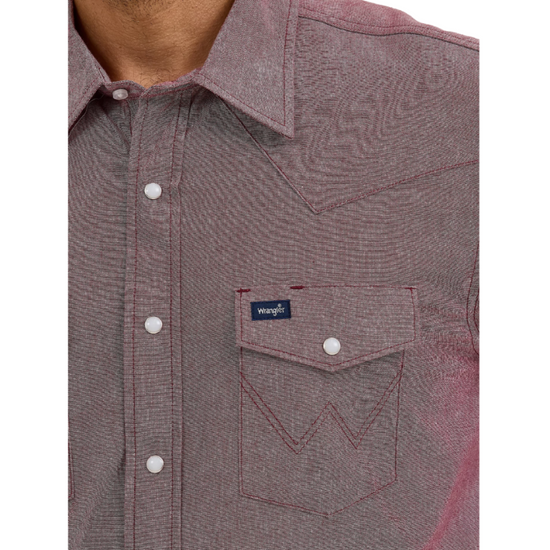 Wrangler Men's Classic Chambray Brown Button Down Work Shirt 112367725