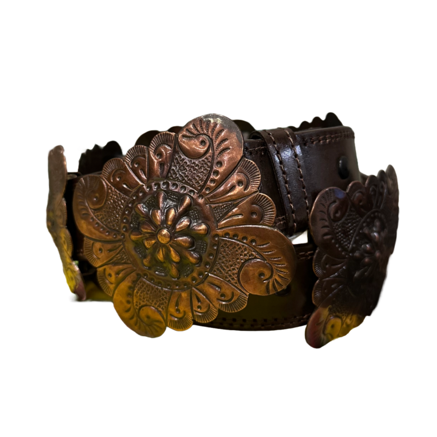 Cowgirls Jewelry Ladies Square Copper Concho Fashion Belt 53-0103