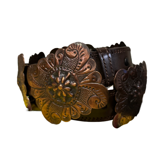 Cowgirls Jewelry Ladies Square Copper Concho Fashion Belt 53-0103