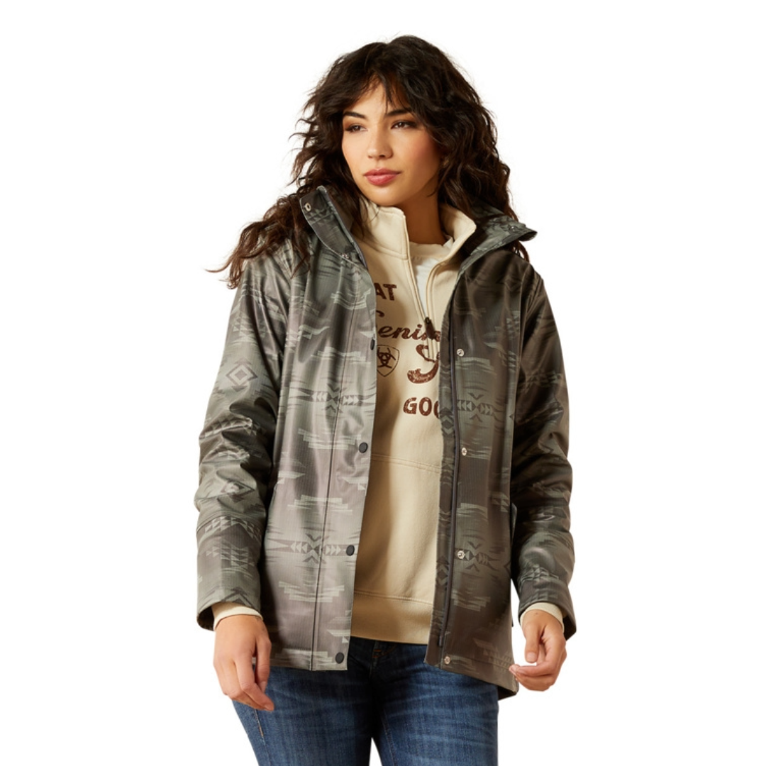 Ariat Ladies Drizzle Grey Dune Rain Slicker Coat 10062807