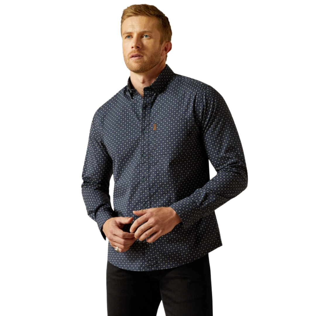 Ariat Men's Mylo Navy Modern Fit Button Down Shirt 10062219