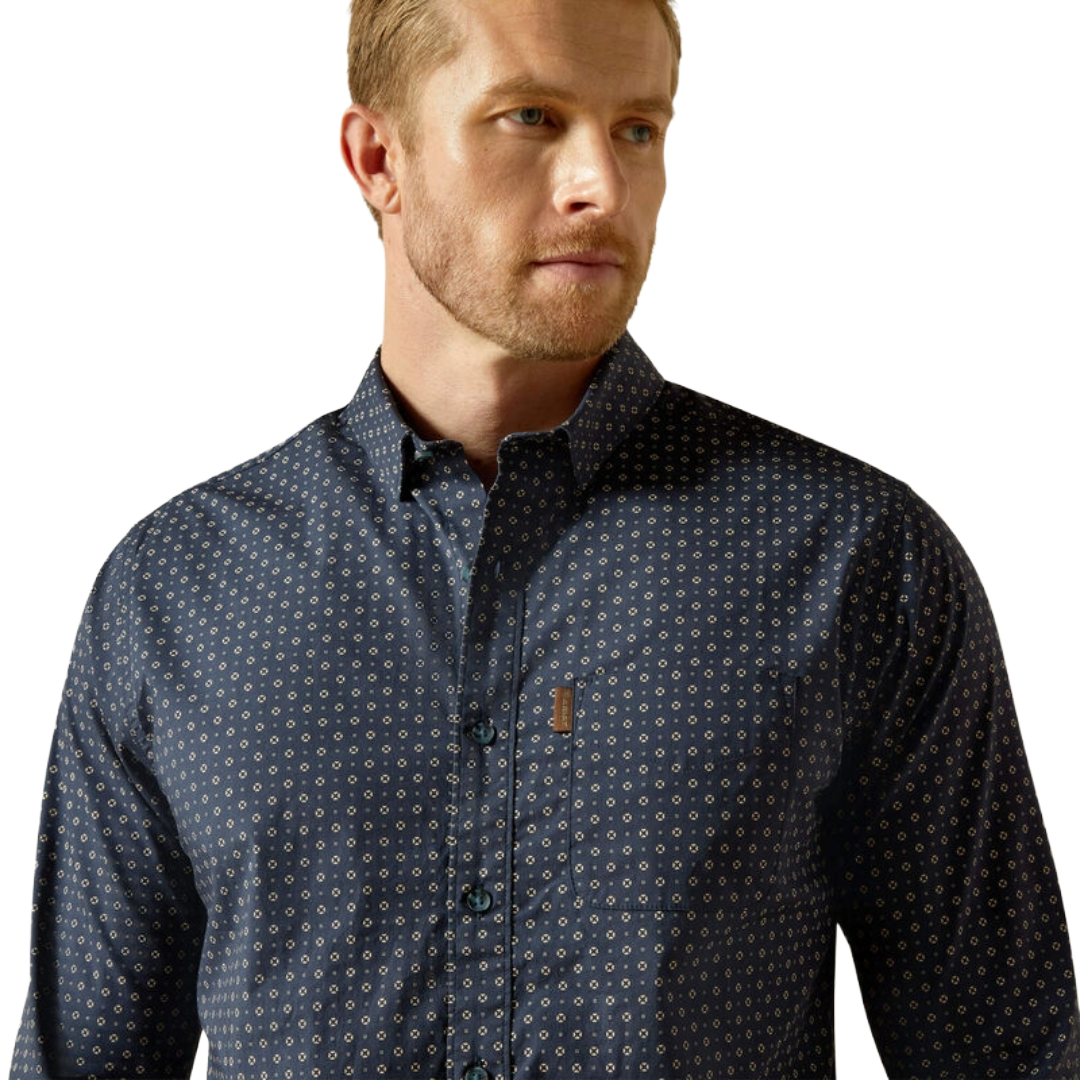 Ariat Men's Mylo Navy Modern Fit Button Down Shirt 10062219