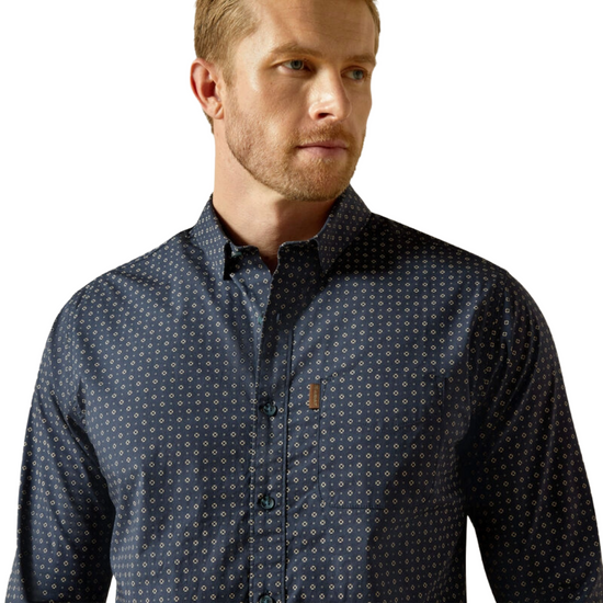 Ariat Men's Mylo Navy Modern Fit Button Down Shirt 10062219