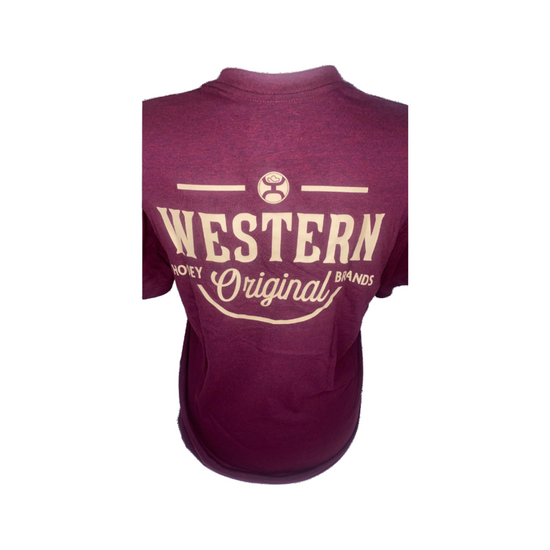 Hooey Men's "WESTERN OG" Graphic Logo Heather Cranberry T-Shirt HT1711MA