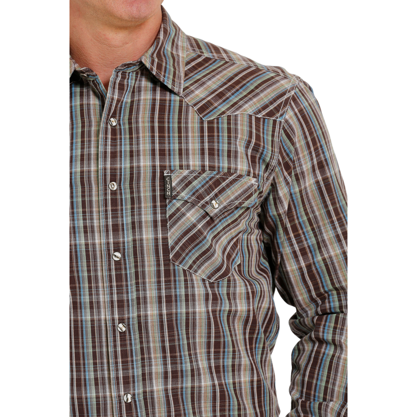 Cinch® Men's Plaid Brown Snap Down Shirt MTW1303066
