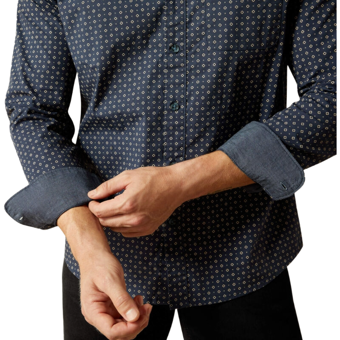 Ariat Men's Mylo Navy Modern Fit Button Down Shirt 10062219