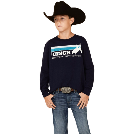 Cinch® Children's Long Sleeve Bull Rider Navy T-Shirt MTT7630012