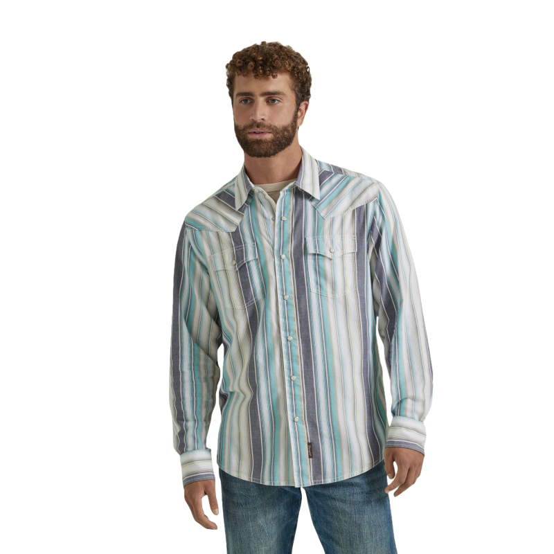 Wrangler Men's Retro Premium Blue Button Down Shirt 112346626