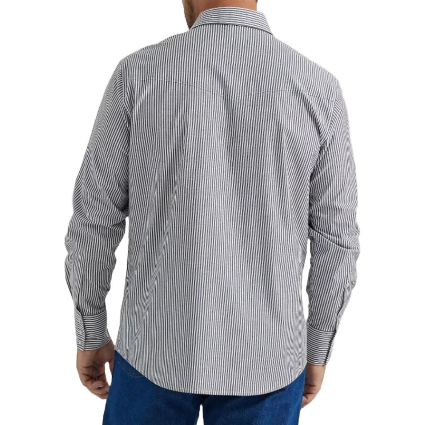 Wrangler Men's Striped Wrinkle Resistant Black Button Down Shirt 112346245