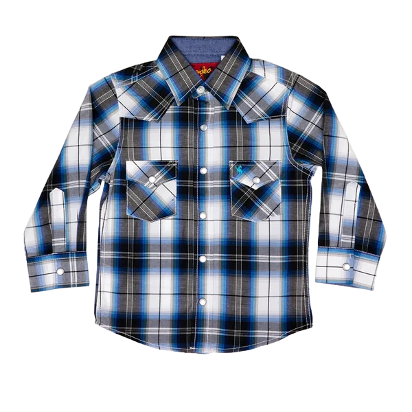 Kid's Blue Plaid Snap Button Shirt PS400K-471