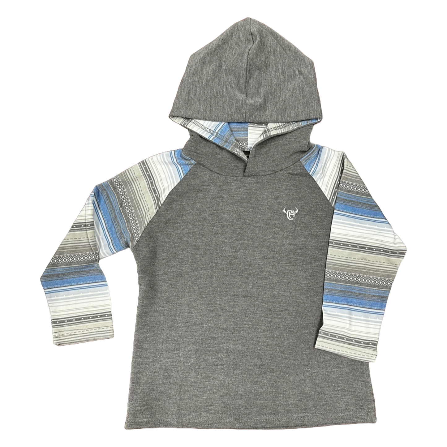 Cowboy Hardware Boy's Knitted Serape Stripe Charcoal Pullover Hoodie 310343-043