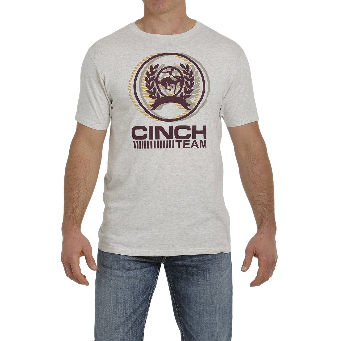 Cinch Men's Logo Print Heather Khaki T-Shirt MTT1690474