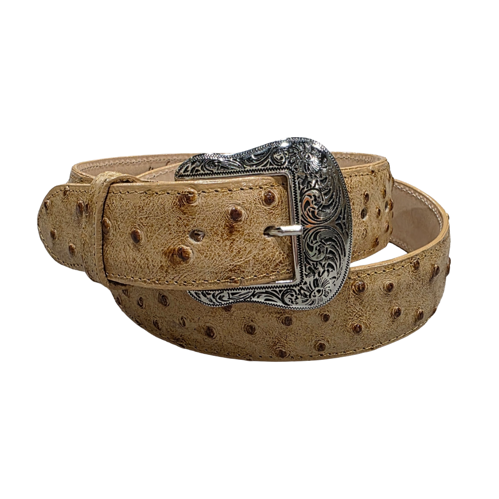Cowtown Men's Genuine Ostrich Leather Tan Belt H77-TAN