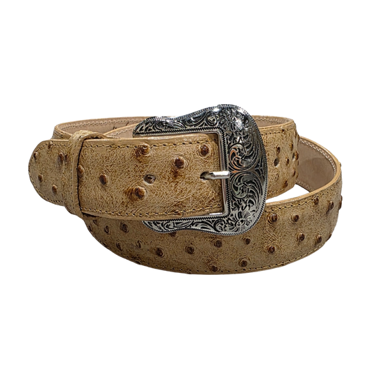 Cowtown Men's Genuine Ostrich Leather Tan Belt H77-TAN