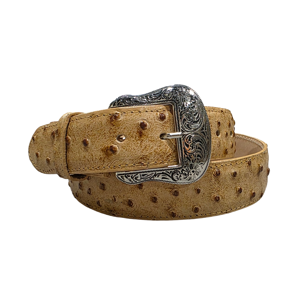 Cowtown Men's Genuine Ostrich Leather Tan Belt H77-TAN