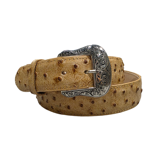 Cowtown Men's Genuine Ostrich Leather Tan Belt H77-TAN