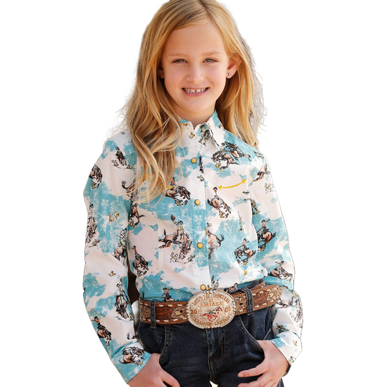 Cruel Denim® Girl's Western Blue Snap Button Shirt CTW3370012