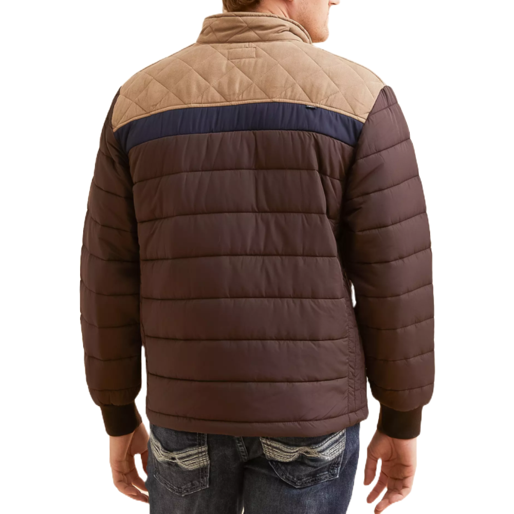 Hooey Men's Brown & Tan Zip Puffer Jacket HJ127BRTN