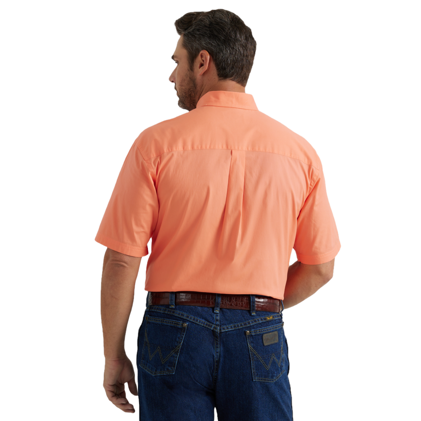 Wrangler Men's George Strait Spicy Orange Button Down Short Sleeve Shirt 112346543