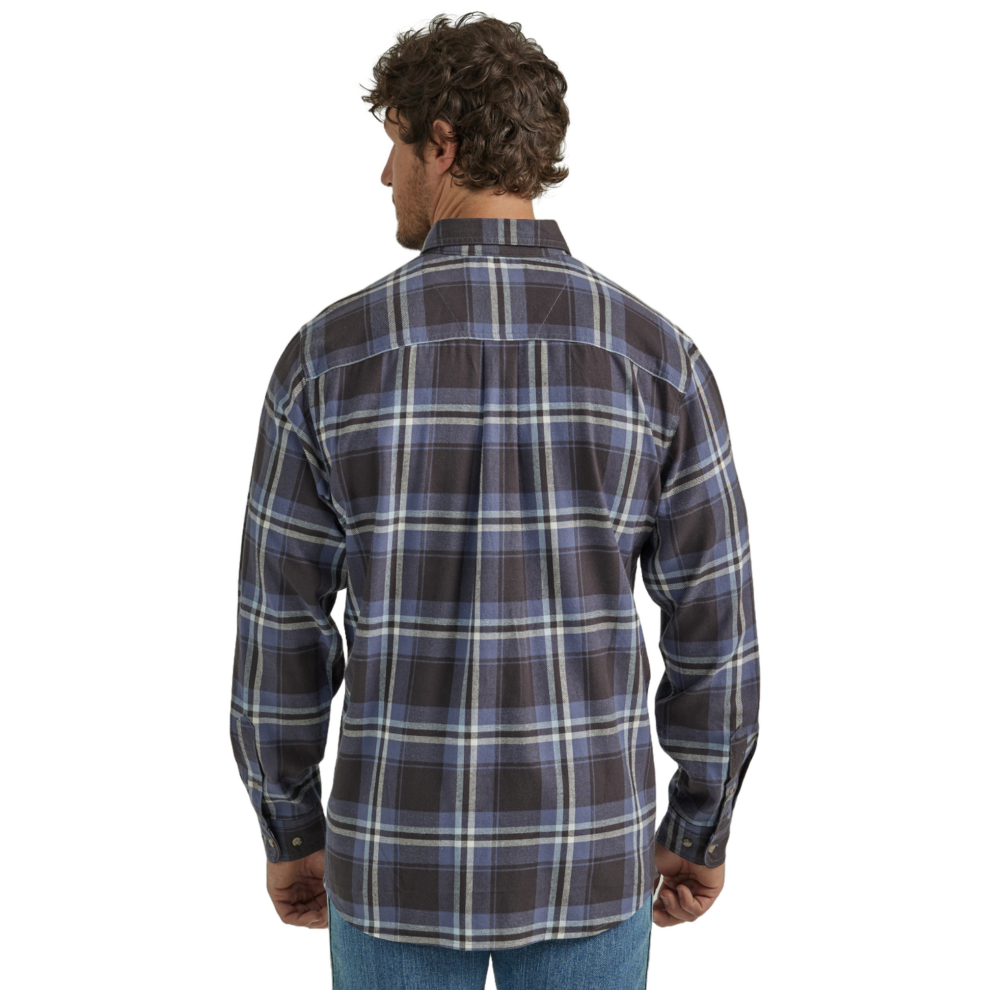 Wrangler Men's Rugged Wear Navy Indigo Plaid Flannel Shirt 112330380
