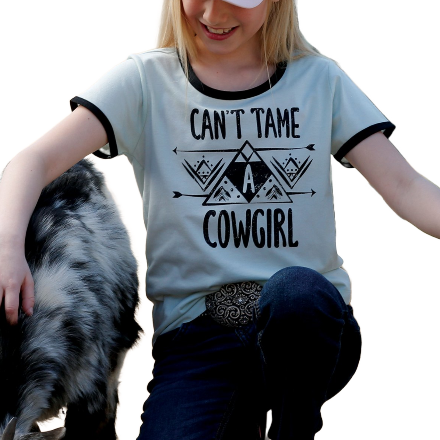 Cruel Denim Kid's Can't Tame A Cowgirl Turquoise T-Shirt CTT8510003