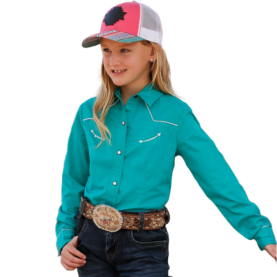 Cruel Girl® Youth Girl's Solid Teal Button Down Shirt CTW3370013