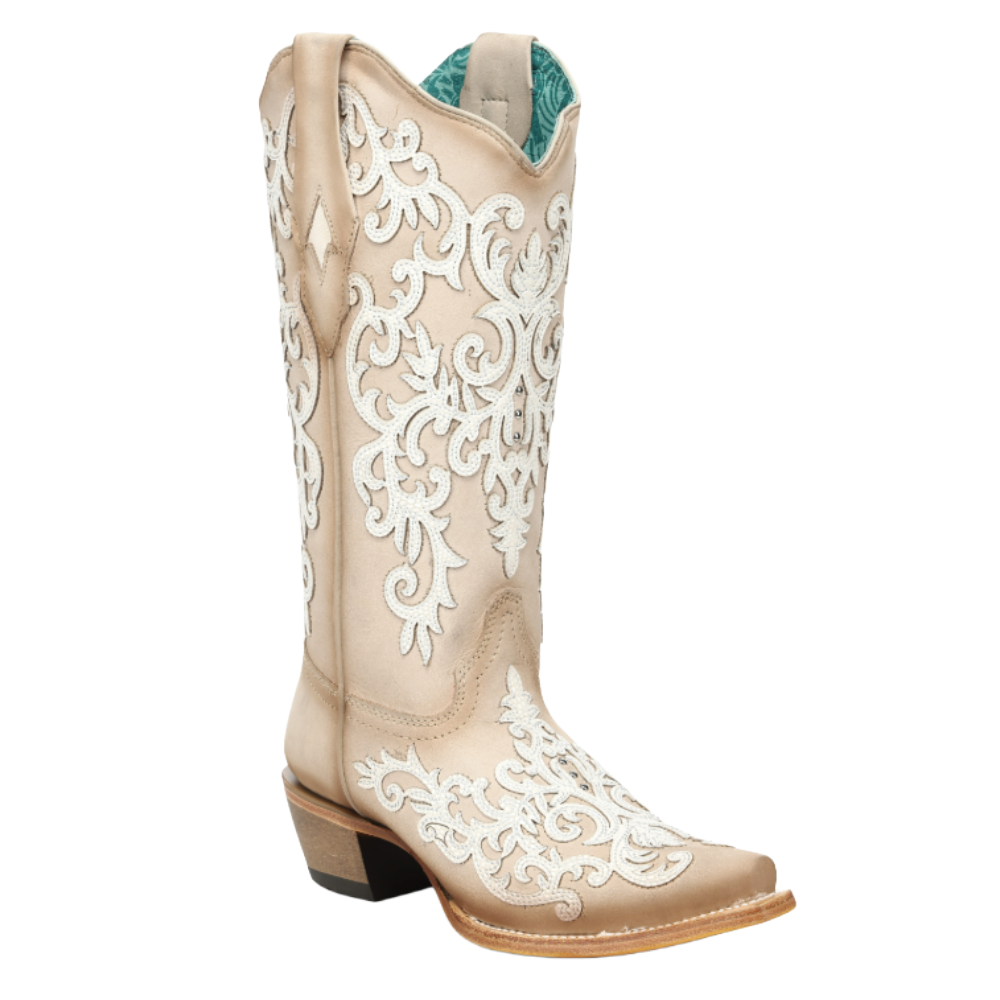 Corral Ladies Embroidered Classic Bone White Western Boot A5070 - Wild West Boot Store