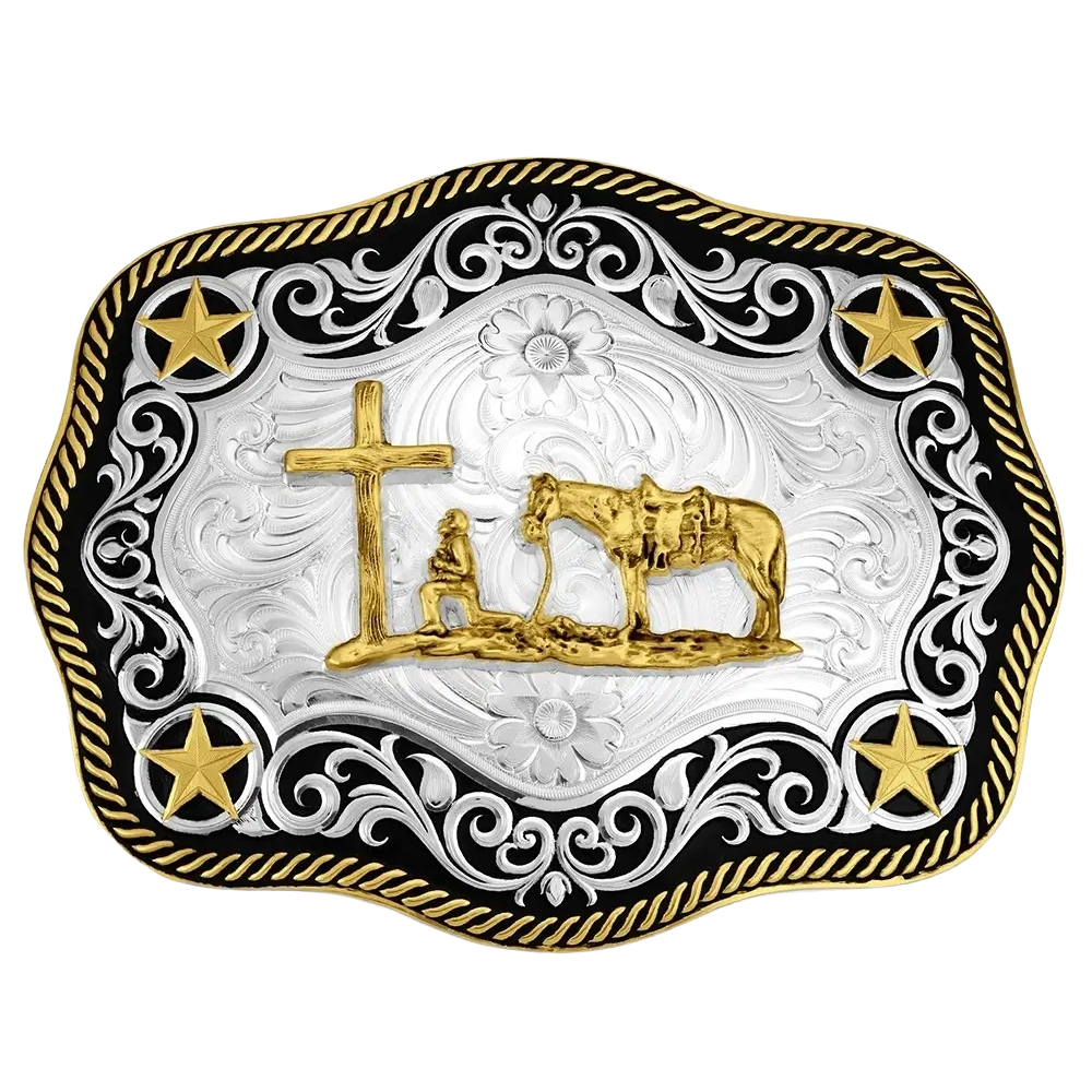 Montana Silversmiths Four Star Buckle With Christian Cowboy 57610-731 - Wild West Boot Store