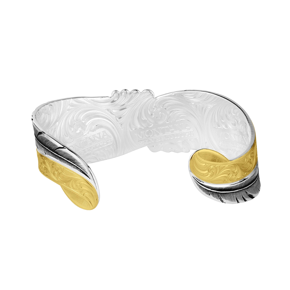 Montana Silversmiths Golden Feather Cuff Bracelet BC6406 - Wild West Boot Store