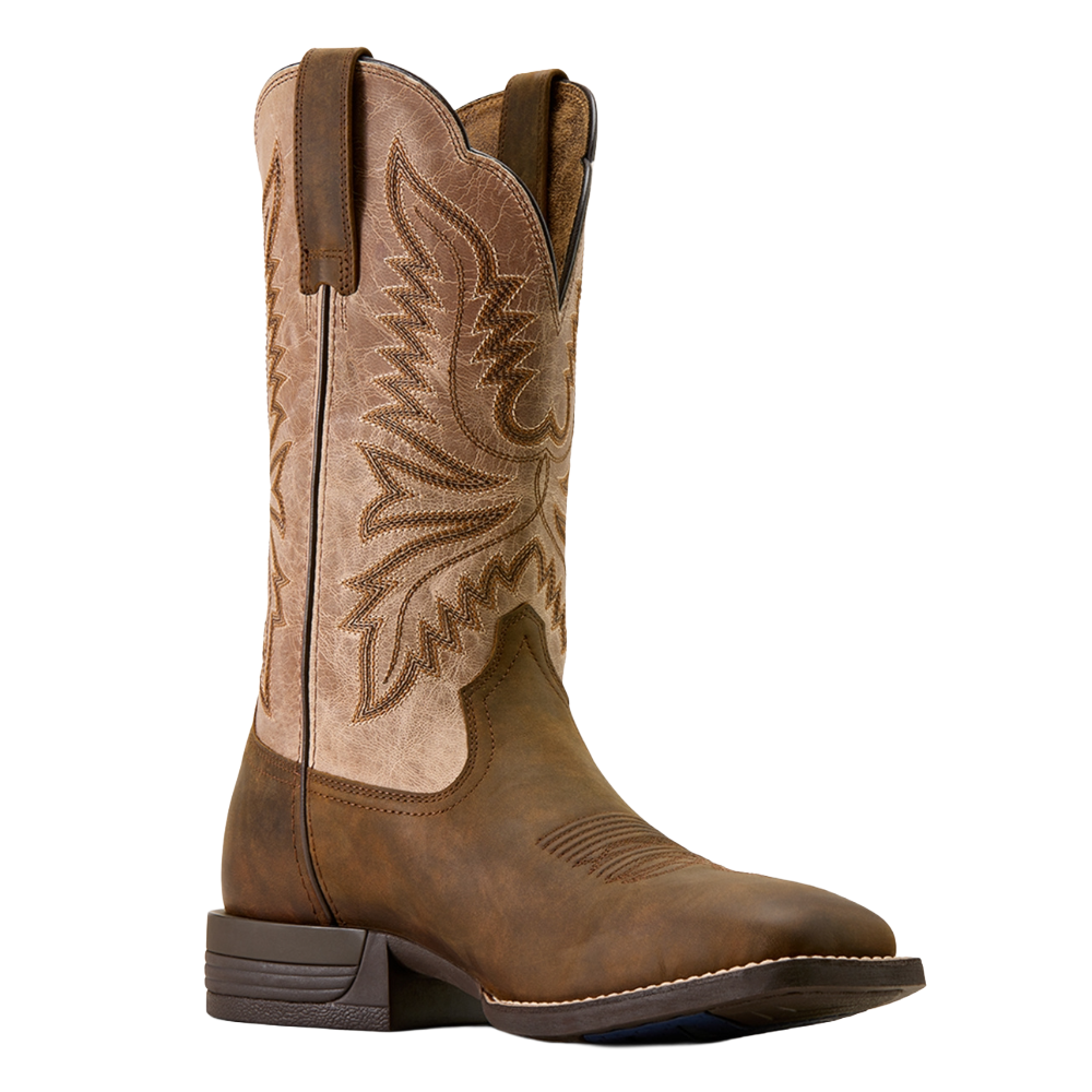Ariat Men's Brush Creek Embroidered Aged Tan Western Boot 10074181