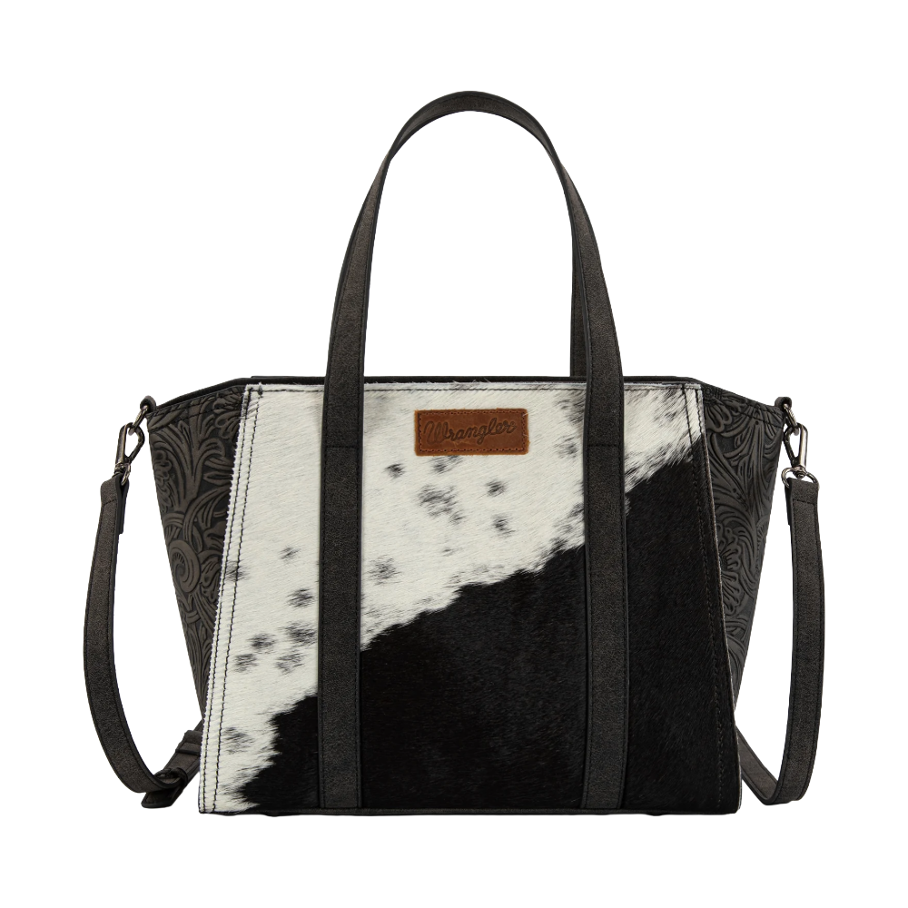 Wrangler Ladies Genuine Hair-On Cowhide Wide Black Tote/Crossbody WG252-8012BK