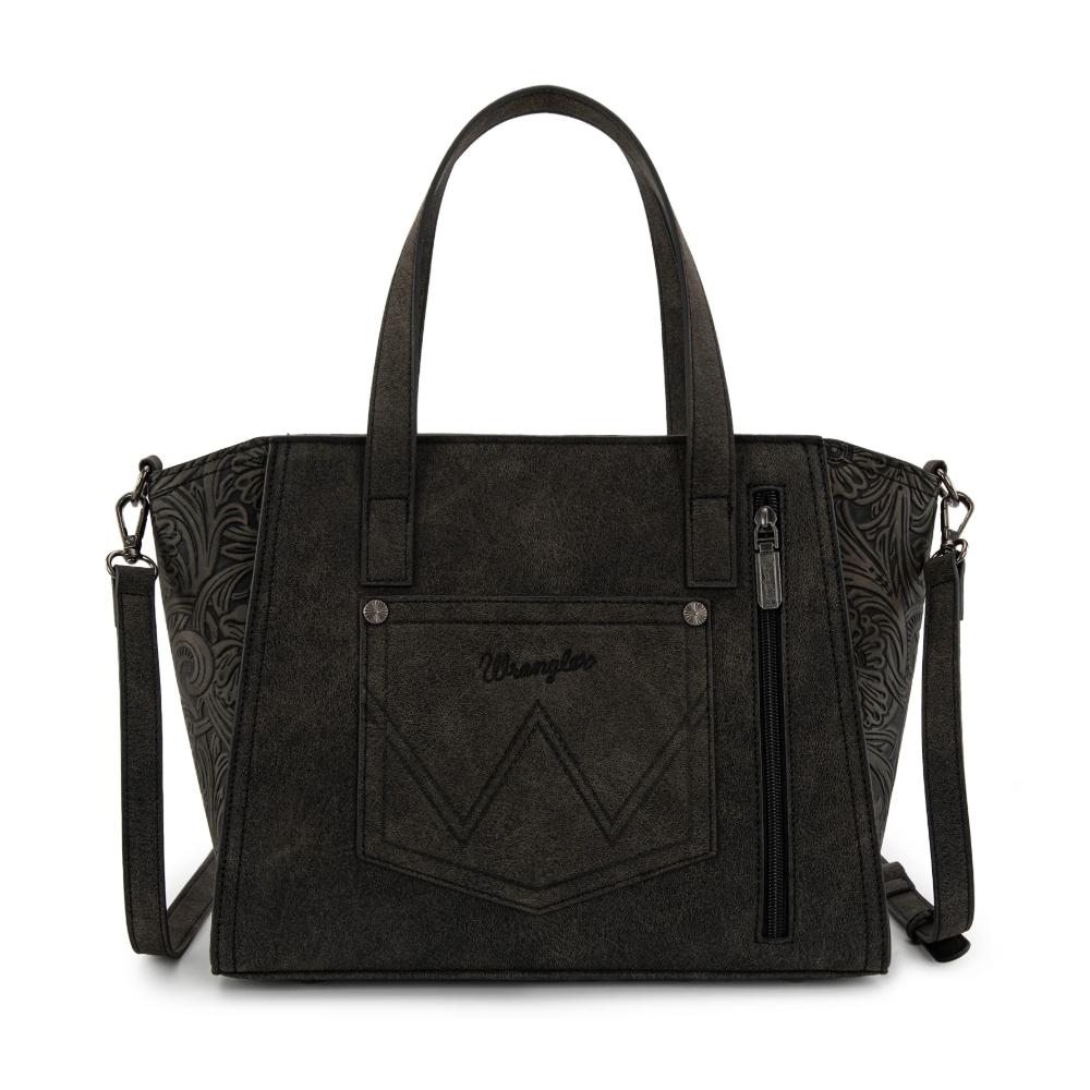 Wrangler Ladies Genuine Hair-On Cowhide Wide Black Tote/Crossbody WG252-8012BK