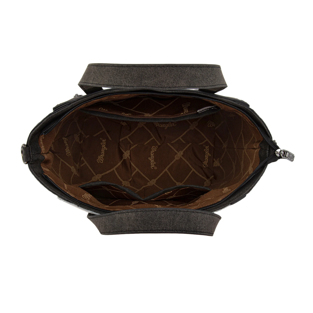 Wrangler Ladies Genuine Hair-On Cowhide Wide Black Tote/Crossbody WG252-8012BK