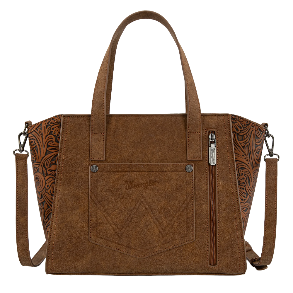 Wrangler Ladies Genuine Hair-On Cowhide Wide Brown Tote/Crossbody WG252-8012BR