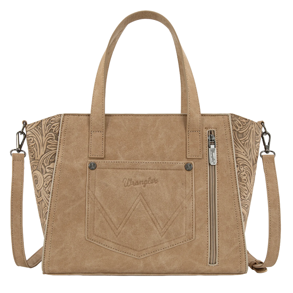 Wrangler Ladies Genuine Hair-On Cowhide Wide Tan Tote/Crossbody WG252-8012TN