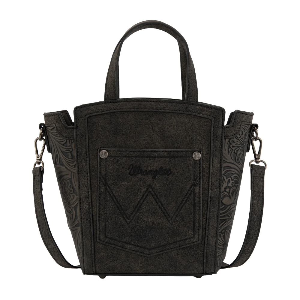 Wrangler Ladies Genuine Hair-On Cowhide Wide Black Tote/Crossbody WG252-8014BK - Wild West Boot Store