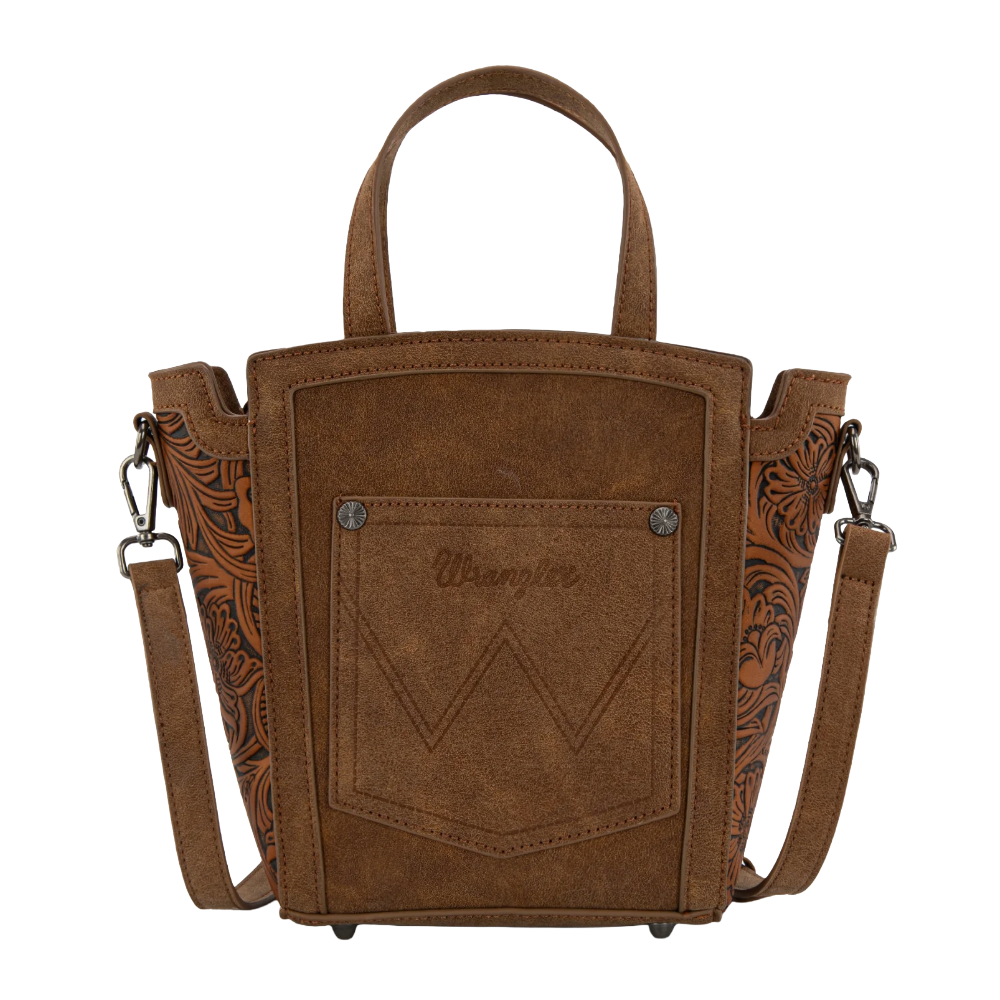 Wrangler Ladies Genuine Hair-On Cowhide Wide Brown Tote/Crossbody WG252-8014BR - Wild West Boot Store