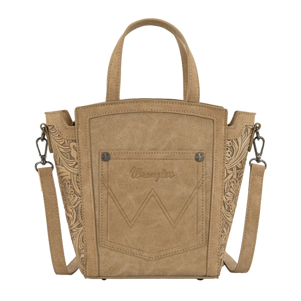 Wrangler Ladies Genuine Hair-On Cowhide Wide Tan Tote/Crossbody WG252-8014TN - Wild West Boot Store