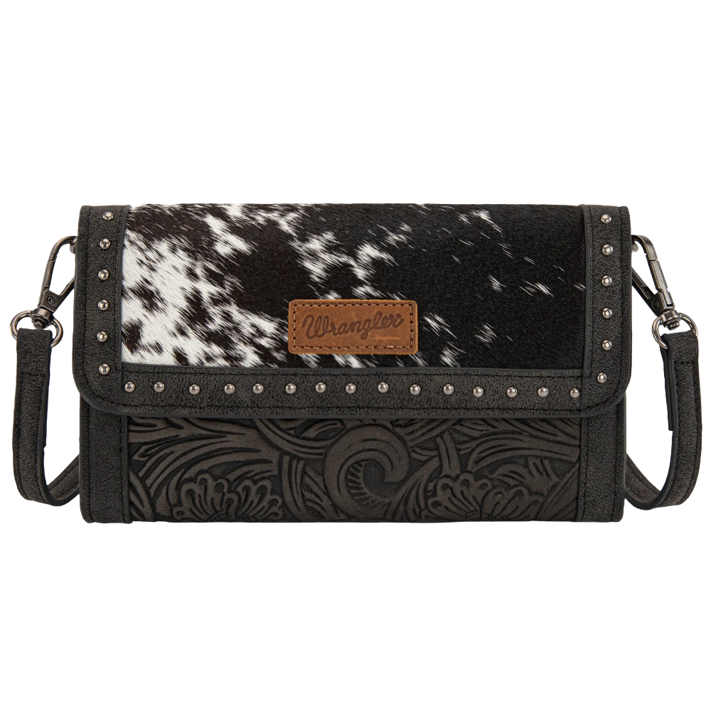Wrangler Ladies Genuine Cowhide Wallet/Wristlet/Crossbody Black Bag WG252-C012BK - Wild West Boot Store