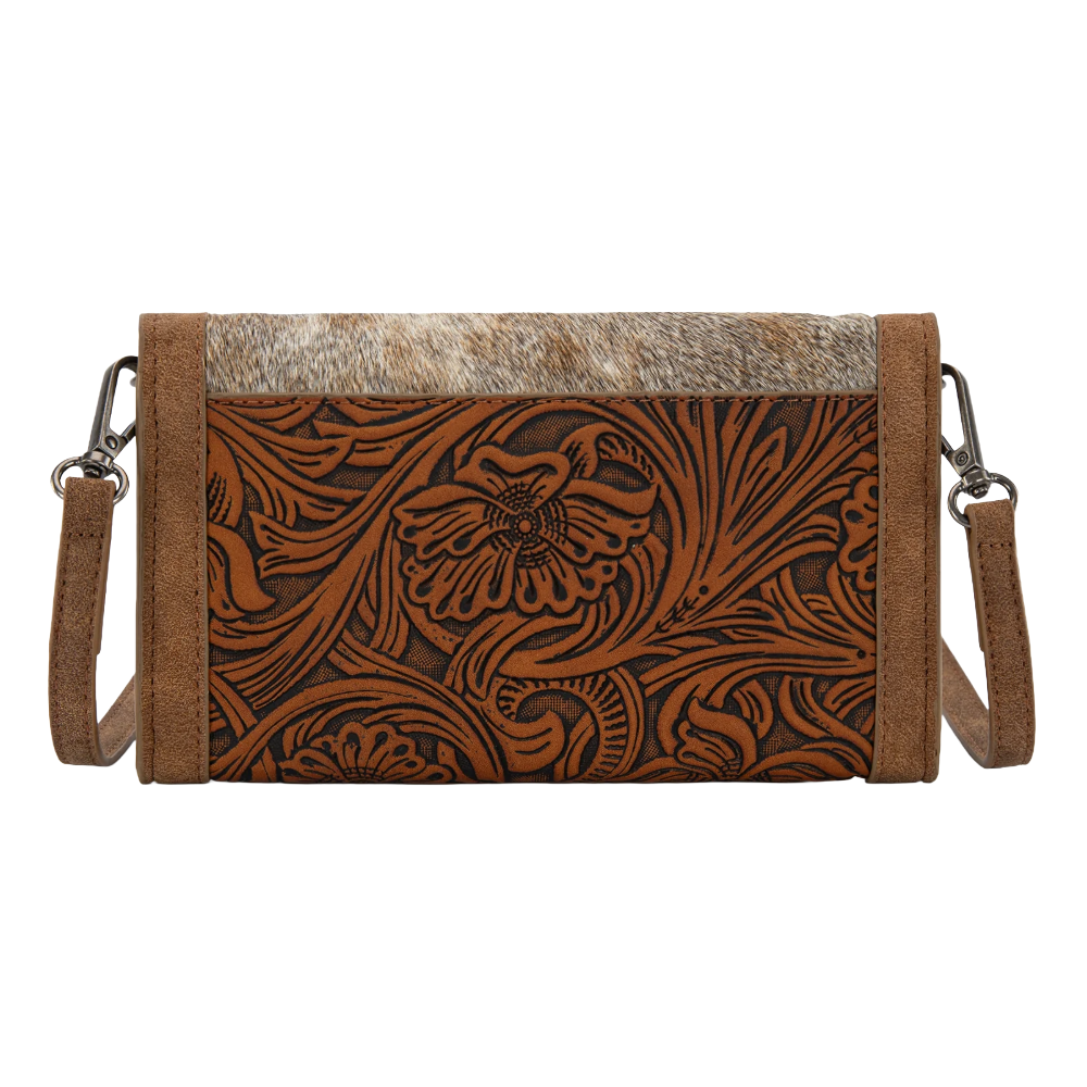 Wrangler Ladies Genuine Cowhide Wallet/Wristlet/Crossbody Brown Bag WG252-C012BR - Wild West Boot Store
