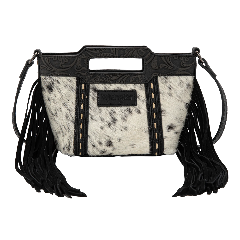Wrangler Ladies Genuine Cowhide Top Handle Tan Fringe Crossbody WG283-8015BK - Wild West Boot Store