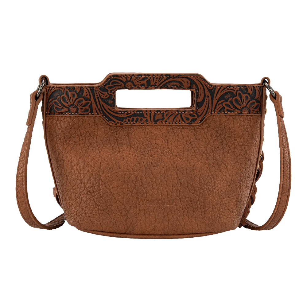Wrangler Ladies Genuine Cowhide Top Handle Brown Fringe Crossbody WG283-8015BR - Wild West Boot Store