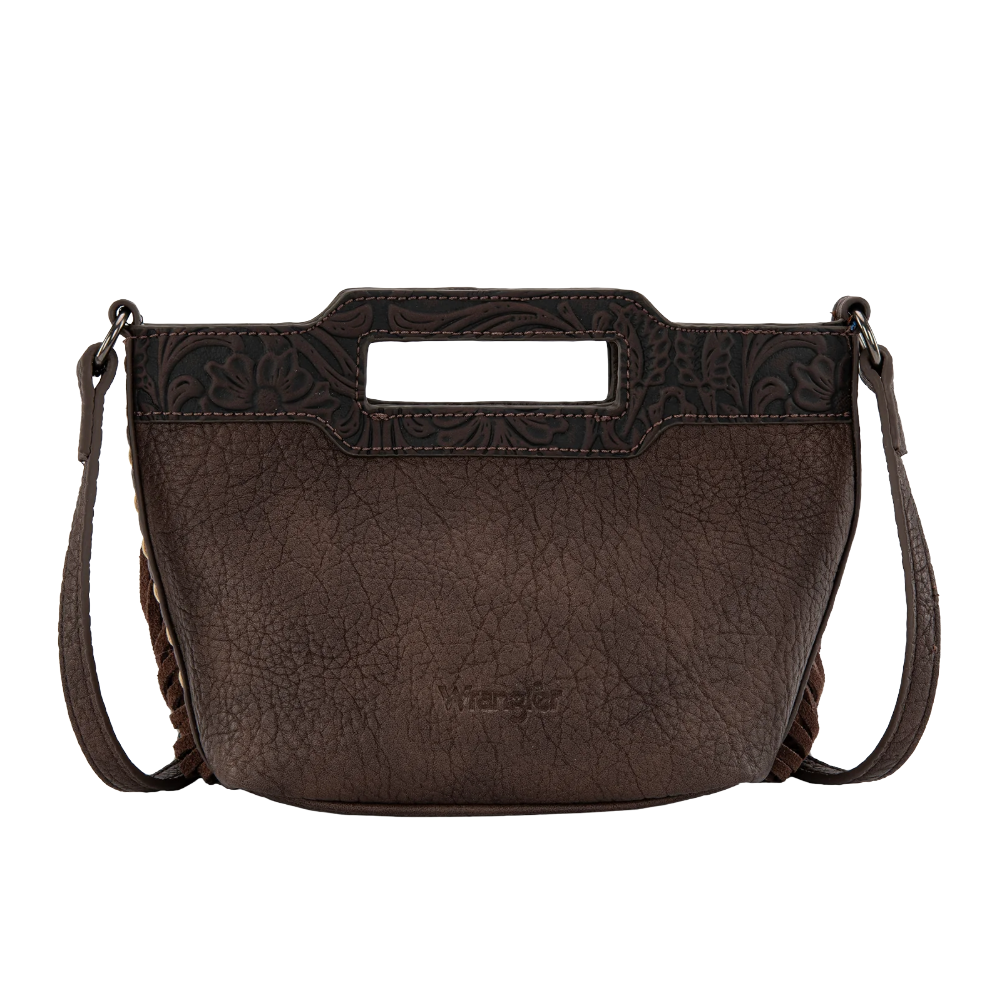 Wrangler Ladies Genuine Cowhide Top Handle Coffee Fringe Crossbody WG283-8015CF - Wild West Boot Store