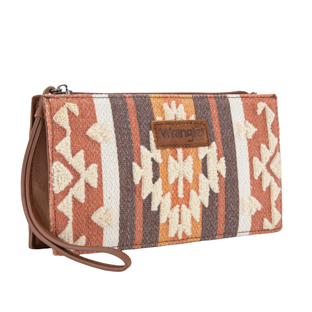 Wrangler Ladies Sherpa Aztec Canvas Brown Clutch WG313-181BR - Wild West Boot Store